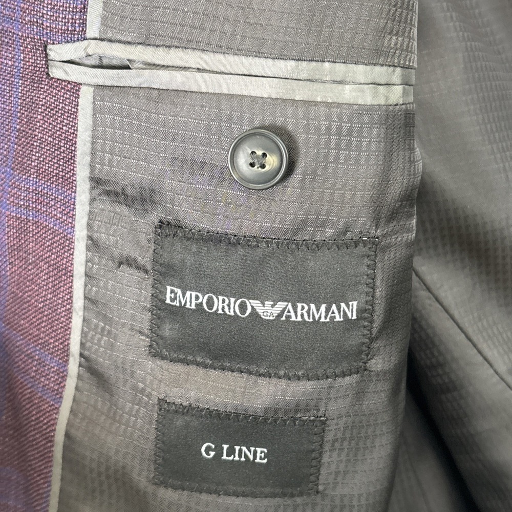 Emporio Armani G-Line Purple Check Wool Sport Coat Super 130's 56 EUR 46 US - Picture 11 of 16